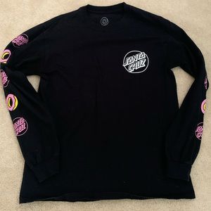 Black long sleeve Santa Cruiz shirt. Donuts on the sleeve. size Medium